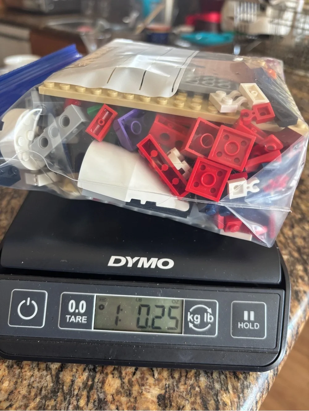 Legos Assorted Building Bricks in Beige, Navy, Red, Black. 1 1/4 pounds.